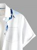 Skull Flowers Leaf Print Buttons Pocket Hawaii Shirt For Men - Bleu clair XL