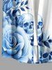 Skull Flowers Leaf Print Buttons Pocket Hawaii Shirt For Men - Bleu clair XL