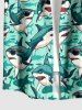 Sharks Print Buttons Pocket Hawaii Shirt For Men -  