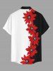 Flowers Leaf Colorblock Print Buttons Pocket Hawaii Shirt For Men - Rouge XL