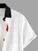 Flowers Leaf Colorblock Print Buttons Pocket Hawaii Shirt For Men - Rouge XL