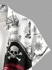 Octopus Pirate Skeleton Anchor Ship Cruise Print Buttons Pocket Hawaii Shirt For Men -  
