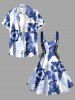 Tropical Leaf Hibiscus Flower Print Hawaii Lace Up A Line Dress -  