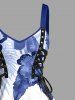 Tropical Leaf Hibiscus Flower Print Hawaii Lace Up A Line Dress -  