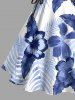 Tropical Leaf Hibiscus Flower Print Hawaii Lace Up A Line Dress -  