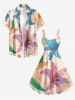 Lily Flower Leaf Print Hawaii A Line Dress -  