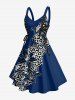 Leopard Flower Print Hawaii Lace Up A Line Dress -  
