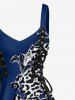 Leopard Flower Print Hawaii Lace Up A Line Dress -  