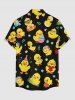 Chemise Hawaïenne à poche boutonnée pour homme avec imprimé canard et fleur mignon - Jaune 6XL