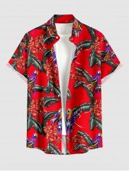 Parrots Feather Print Buttons Pocket Hawaii Shirt For Men -  