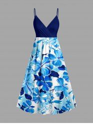 Hibiscus Flower Leaf Oil Painting Print Surplice Hawaii Cami Dress -  