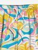 Coconut Tree Sea Waves Bird Print Hawaii Matching Set -  