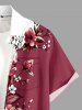 Flower Leaf Branch Print Hawaii Button Pocket Shirt For Men -  