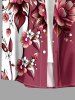 Flower Leaf Branch Print Hawaii Button Pocket Shirt For Men -  