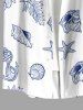 Shell Turtle Conch Anchor Leaf Print Hawaii Button Pocket Shirt For Men -  