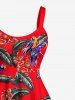 Parrots Feather Print Hawaii Tank Dress(Adjustable Shoulder Strap) -  