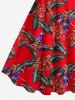 Parrots Feather Print Hawaii Tank Dress(Adjustable Shoulder Strap) -  