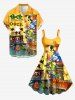 Parrots Flowers Print Hawaii Tank Dress(Adjustable Shoulder Strap) - Brun Doré L