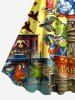 Parrots Flowers Print Hawaii Tank Dress(Adjustable Shoulder Strap) - Brun Doré L