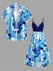 Hibiscus Flower Leaf Oil Painting Print Surplice Hawaii Cami Dress -  