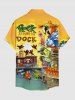 Parrots Flowers Print Buttons Pocket Hawaii Shirt For Men - Brun Doré XL