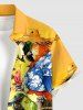 Parrots Flowers Print Buttons Pocket Hawaii Shirt For Men - Brun Doré XL