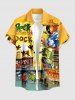 Parrots Flowers Print Buttons Pocket Hawaii Shirt For Men - Brun Doré XL