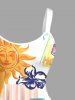 Coconut Tree Sun Flower Print Hawaii A Line Dress -  