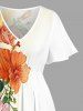 Hibiscus Flower Leaf Print Hawaii Split Pocket A Line Midi Dress -  