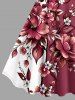 Flower Leaf Branch Print Hawaii A Line Dress -  