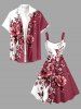 Flower Leaf Branch Print Hawaii A Line Dress -  