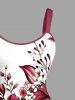 Robe trapèze hawaïenne à imprimé floral branches et feuilles - Rouge brique 6X