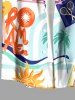 Chemise hawaïenne à boutons et poche, imprimé cocotier et tournesol, pour homme - Brun Doré 3XL