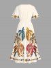 Robe midi coupe A à imprimé fleur de cocotier Hawaii, avec poches fendues - Beige M