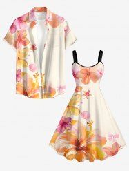 Hibiscus Flower Shell Print Matching Hawaii Beach Outfit For Couples -  