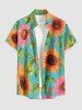 Ensemble de plage hawaïen assorti pour couples avec imprimé feuilles de tournesol - Turquoise Foncée 