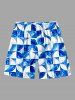 Short de plage hawaïen à cordon imprimé tie-dye motif géométrique pour homme - Bleu 8XL