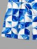 Short de plage hawaïen à cordon imprimé tie-dye motif géométrique pour homme - Bleu 8XL