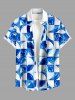 Ensemble coordonné Hawaii à imprimé tie-dye géométrique pour homme - Bleu 