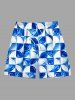 Ensemble coordonné Hawaii à imprimé tie-dye géométrique pour homme - Bleu 