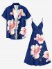 Tenue de plage hawaïenne assortie à imprimé floral pour couple - Cadetblue 