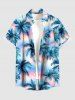 Tenue de plage hawaïenne assortie imprimé ombre cocotier pour couples - Bleu Ciel 