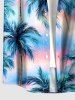 Tenue de plage hawaïenne assortie imprimé ombre cocotier pour couples - Bleu Ciel 