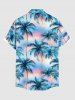 Tenue de plage hawaïenne assortie imprimé ombre cocotier pour couples - Bleu Ciel 