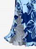 Tenue de plage hawaïenne assortie à motif hibiscus pour couples - Bleu profond 