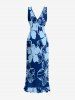 Tenue de plage hawaïenne assortie à motif hibiscus pour couples - Bleu profond 