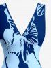 Tenue de plage hawaïenne assortie à motif hibiscus pour couples - Bleu profond 