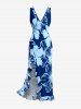 Tenue de plage hawaïenne assortie à motif hibiscus pour couples - Bleu profond 