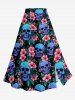 Skulls Hibiscus Flower Leaf Print Matching Hawaii Beach Outfit For Couples - Bleu 