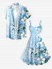 Ombre Flower Leaf Print Matching Hawaii Beach Outfit For Couples -  